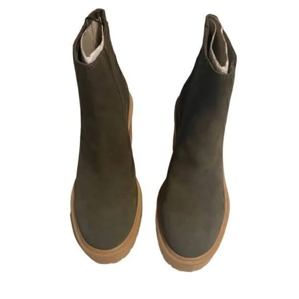 Dolce Vita Caster Waterproof Pull‎ On Lug Sole Suede Boots Olive Green 6.5